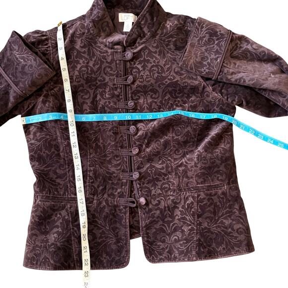 Velvet Burnout DarkAcademia Romance Victorian  12 Burgundy Mandarin Collar Goth - Picture 7 of 9